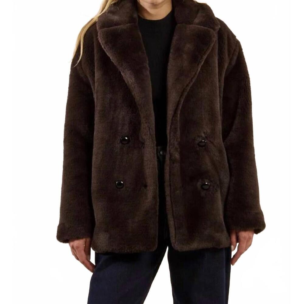 NEW MOLLY BRACKEN faux fur coat in brown
